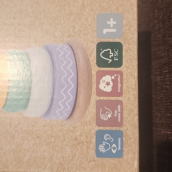 Jumini Wooden Stacking Tower Zebra sensory motor skills development toy - Picture 2 of 4